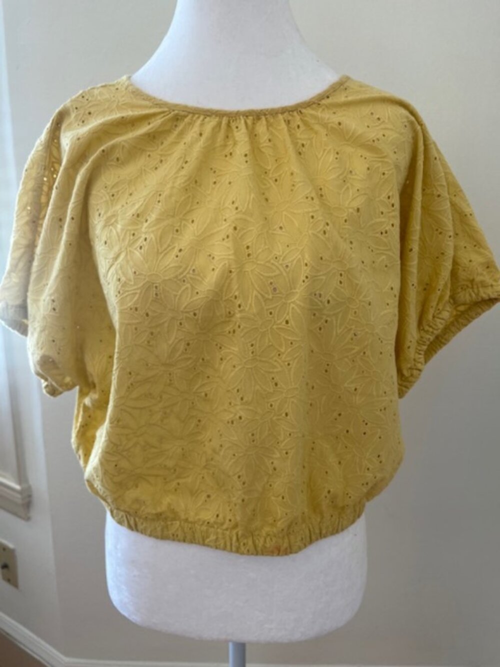 Madewell Yellow Eyelet Top Women's S